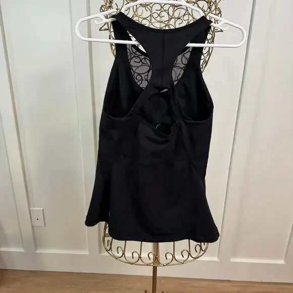 Lululemon Goal Crusher Tank Top Black Luxtreme Lycra Mesh Lace Racerback - Picture 4 of 5